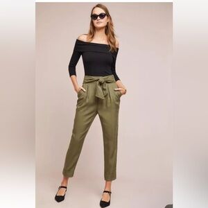 Anthropologie Cartonnier Kingsley Belted Pants Women’s Moss Green